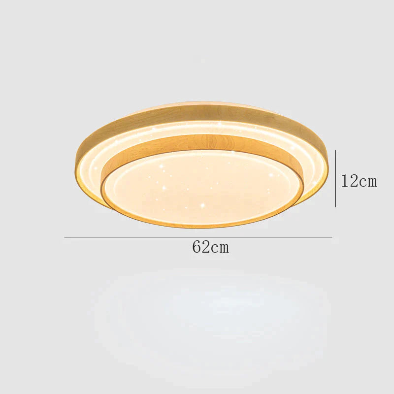 Star Sky Ceiling Lamp Led Round Master Bedroom Atmosphere Simple Modern Solid Wood As Show / Dia62Cm