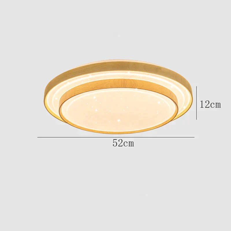 Star Sky Ceiling Lamp Led Round Master Bedroom Atmosphere Simple Modern Solid Wood As Show / Dia52Cm