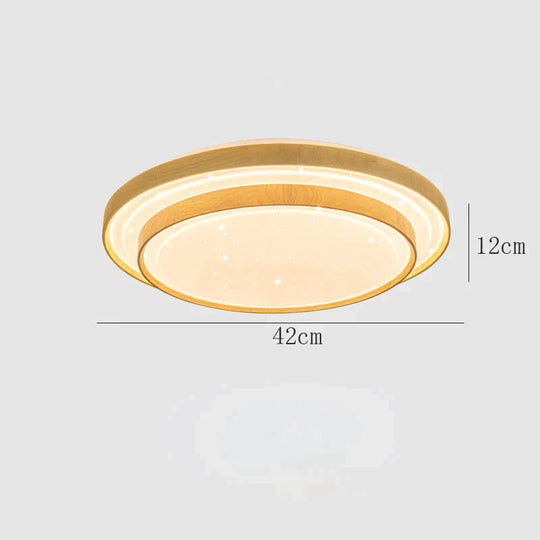 Star Sky Ceiling Lamp Led Round Master Bedroom Atmosphere Simple Modern Solid Wood As Show / Dia42Cm