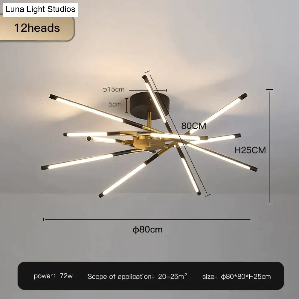 Starbeam - Modern Chandelier C-Black-12 Heads / Warm Light