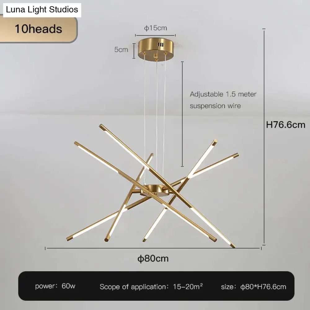 Starbeam - Modern Chandelier D-Golden-10 Heads / Warm Light