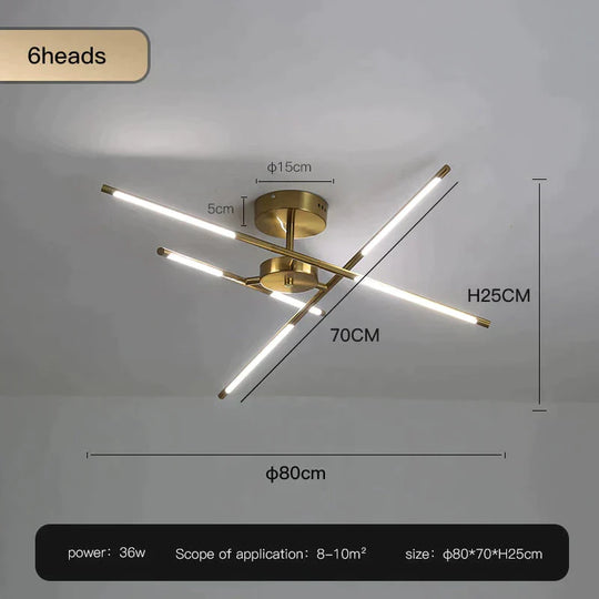 Starbeam - Modern Chandelier C-Golden-6 Heads / Warm Light