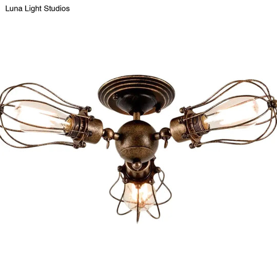 Starburst Ceiling Light Fixture - Retro Industrial Metal Flush Mount For Bedroom