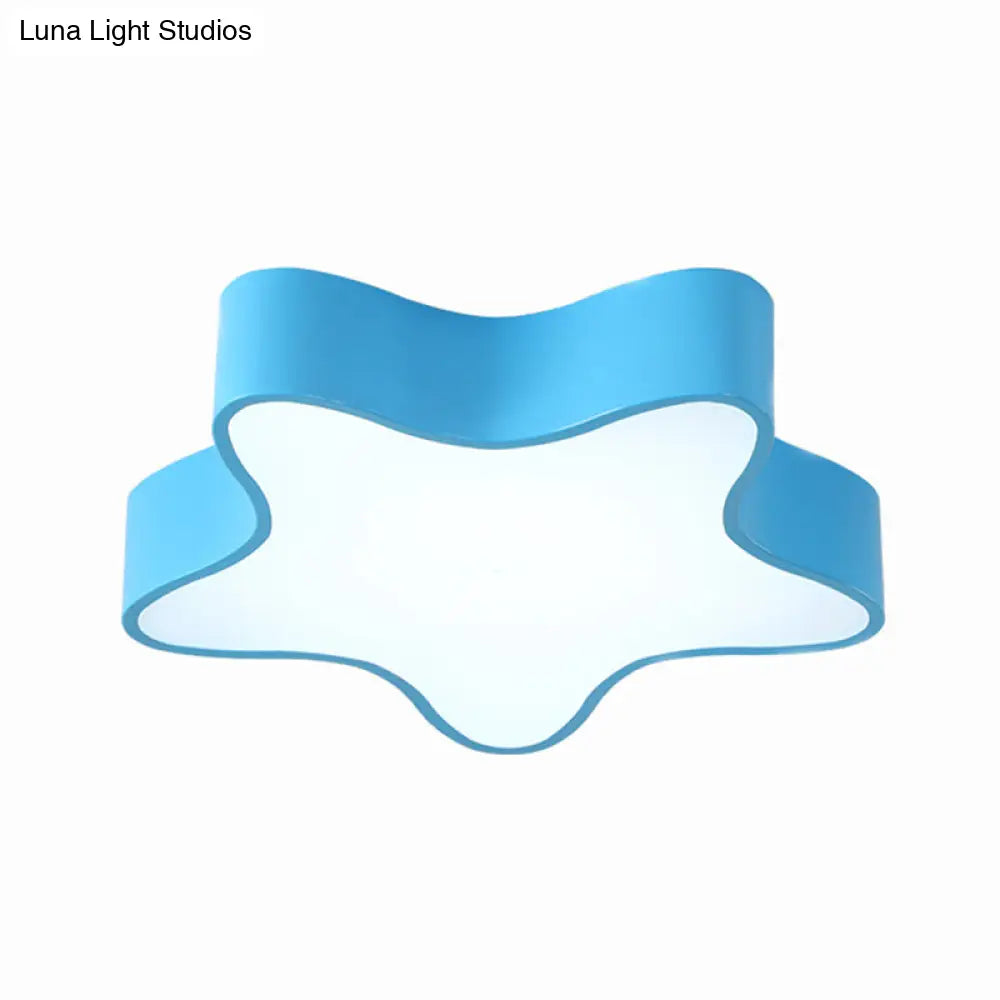 Starfish Cartoon Led Flush Ceiling Light For Kindergarten - Acrylic Mount Fixture Blue / Warm