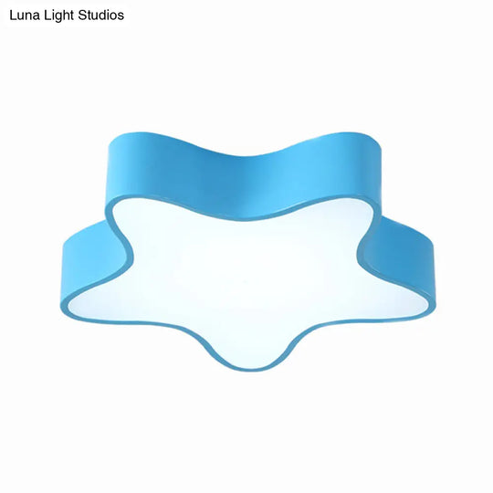 Starfish Cartoon Led Flush Ceiling Light For Kindergarten - Acrylic Mount Fixture Blue / Warm