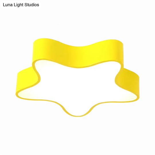 Starfish Cartoon Led Flush Ceiling Light For Kindergarten - Acrylic Mount Fixture Yellow / Warm