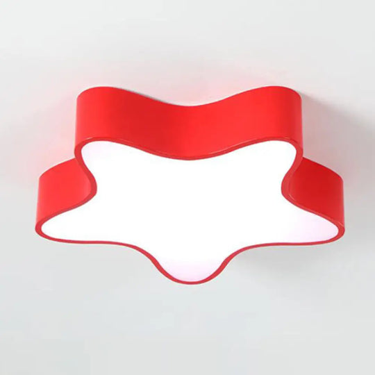 Starfish Cartoon Led Flush Ceiling Light For Kindergarten - Acrylic Mount Fixture Red / Warm