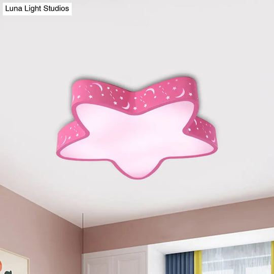 Starfish Led Flush - Mount Light Fixture With Hollow - Out Design For Kids Room - Pink/Light Blue