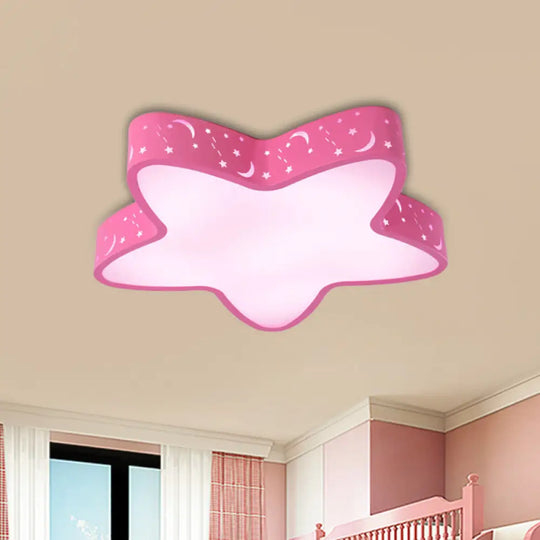 Starfish Led Flush - Mount Light Fixture With Hollow - Out Design For Kids Room - Pink/Light Blue