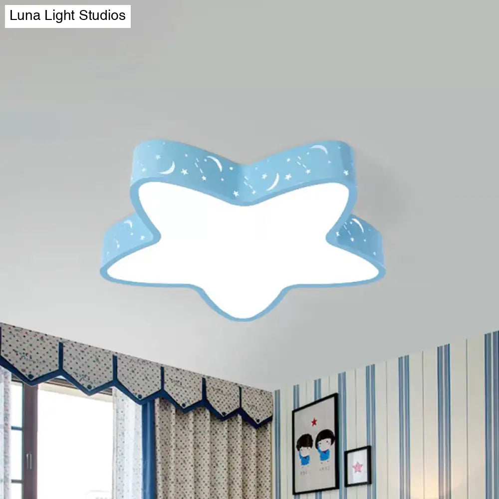 Starfish Led Flush-Mount Light Fixture With Hollow-Out Design For Kids Room - Pink/Light Blue