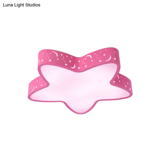 Starfish Led Flush - Mount Light Fixture With Hollow - Out Design For Kids Room - Pink/Light Blue