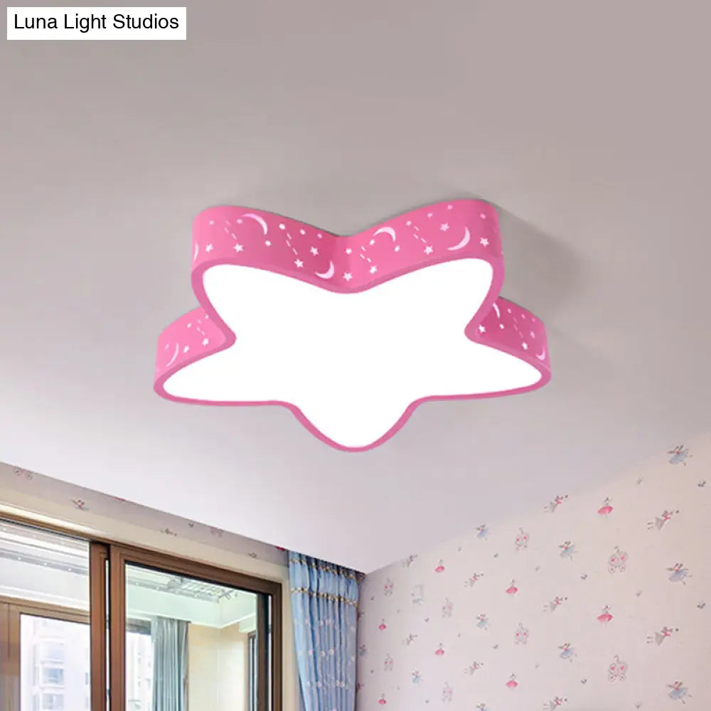 Starfish Led Flush-Mount Light Fixture With Hollow-Out Design For Kids Room - Pink/Light Blue