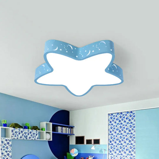 Starfish Led Flush - Mount Light Fixture With Hollow - Out Design For Kids Room - Pink/Light Blue