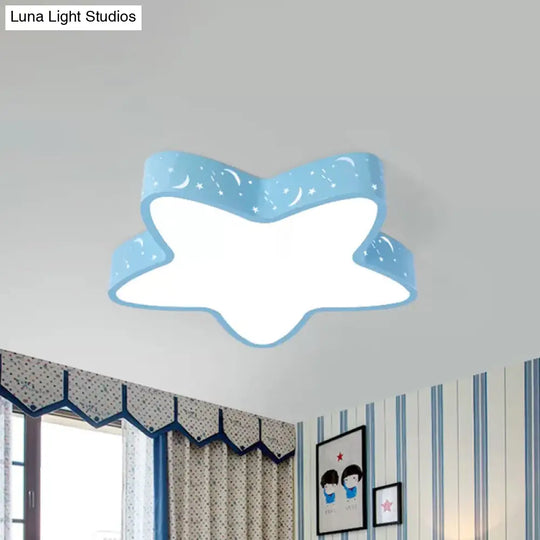 Starfish Led Flush - Mount Light Fixture With Hollow - Out Design For Kids Room - Pink/Light Blue