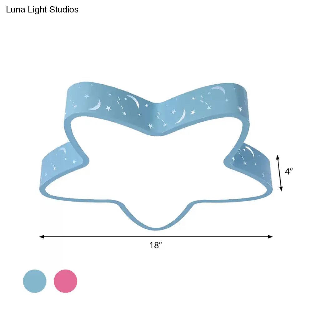 Starfish Led Flush - Mount Light Fixture With Hollow - Out Design For Kids Room - Pink/Light Blue