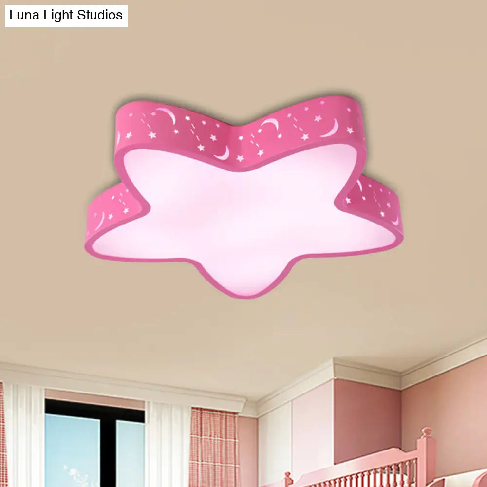 Starfish Led Flush-Mount Light Fixture With Hollow-Out Design For Kids Room - Pink/Light Blue Pink