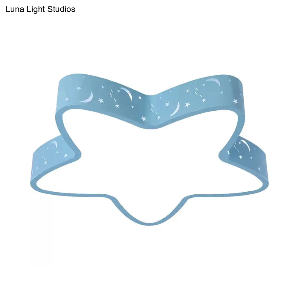 Starfish Led Flush - Mount Light Fixture With Hollow - Out Design For Kids Room - Pink/Light Blue