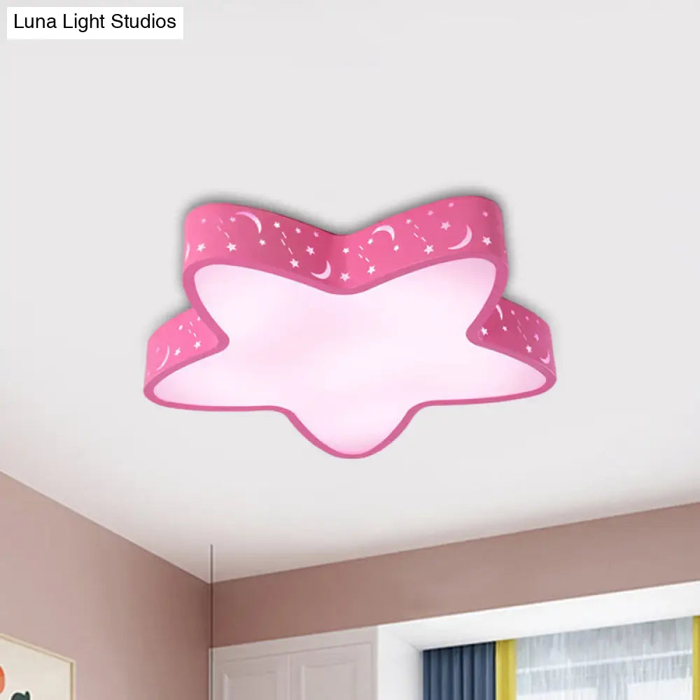 Starfish Led Flush-Mount Light Fixture With Hollow-Out Design For Kids Room - Pink/Light Blue