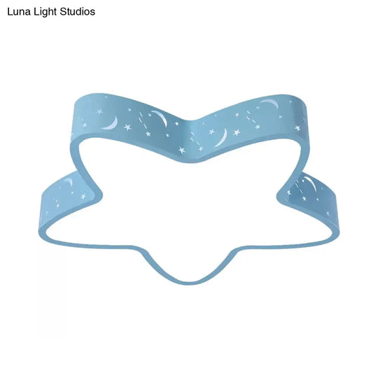 Starfish Led Flush-Mount Light Fixture With Hollow-Out Design For Kids Room - Pink/Light Blue
