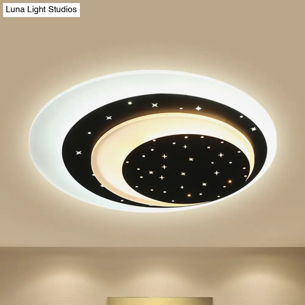 Starlit Acrylic Crescent Led Ceiling Light: A Romantic Flushmount For Girls’ Bedroom