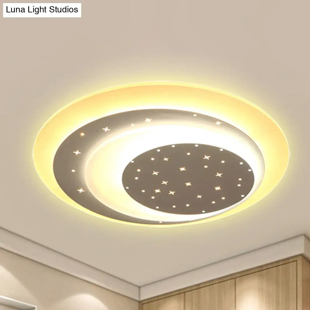 Starlit Acrylic Crescent Led Ceiling Light: A Romantic Flushmount For Girls Bedroom White / 17