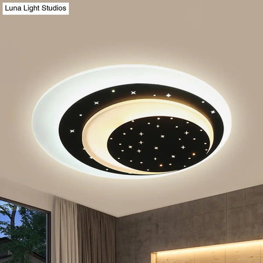 Starlit Acrylic Crescent Led Ceiling Light: A Romantic Flushmount For Girls Bedroom Black / 17