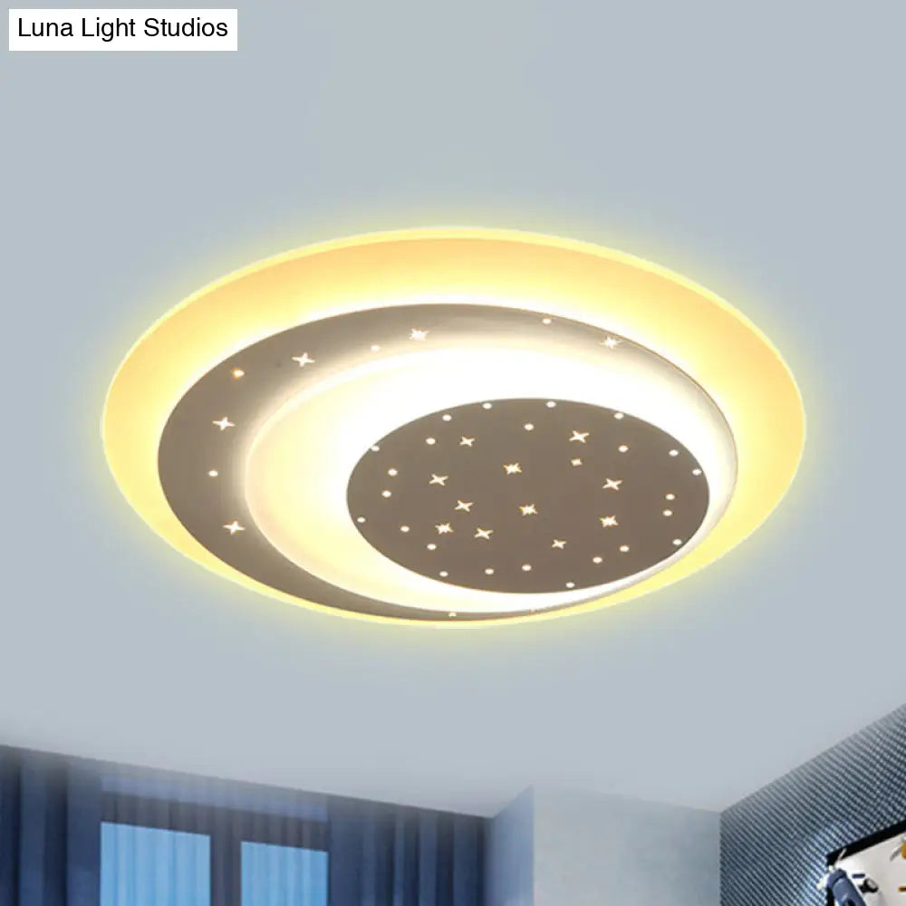 Starlit Acrylic Crescent Led Ceiling Light: A Romantic Flushmount For Girls’ Bedroom