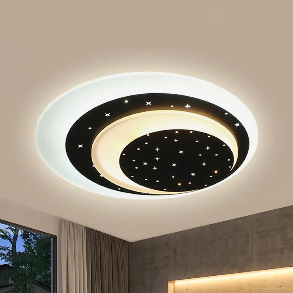 Starlit Acrylic Crescent Led Ceiling Light: A Romantic Flushmount For Girls’ Bedroom Black / 17’