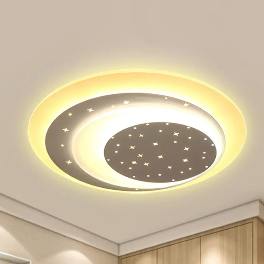 Starlit Acrylic Crescent Led Ceiling Light: A Romantic Flushmount For Girls’ Bedroom White / 17’