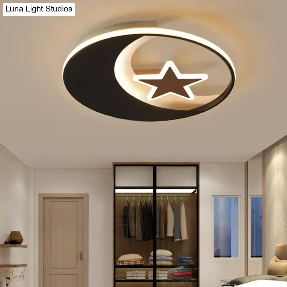 Starry Black Led Ceiling Light For Kids Bedrooms Brown / 16.5 Warm