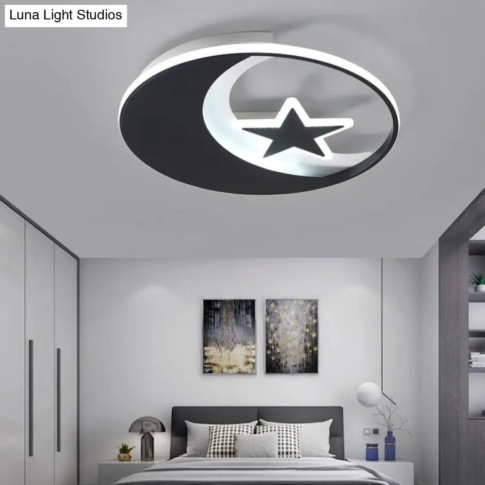 Starry Black Led Ceiling Light For Kids Bedrooms Brown / 16.5 White
