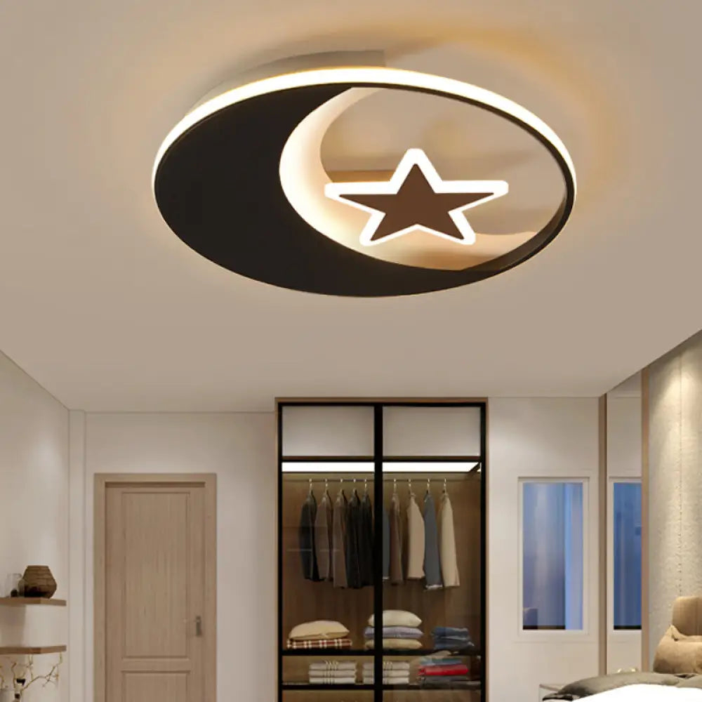 Starry Black Led Ceiling Light For Kids’ Bedrooms Brown / 16.5’ Warm