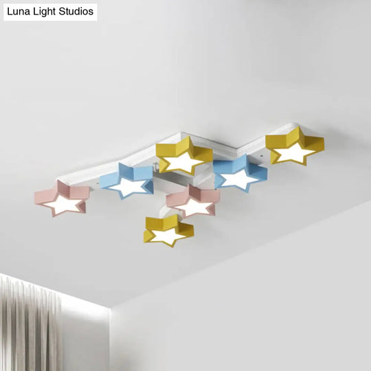 Starry Child Bedroom Ceiling Lamp - Multi-Color Acrylic Flush Light (7 Head Macron Style)