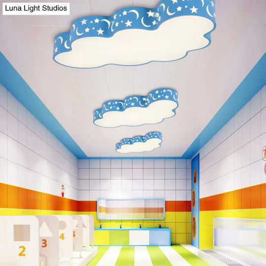 Starry Cloud Acrylic Kids Ceiling Lamp - Modern Flush Mount For Childs Bedroom Blue / 19 White