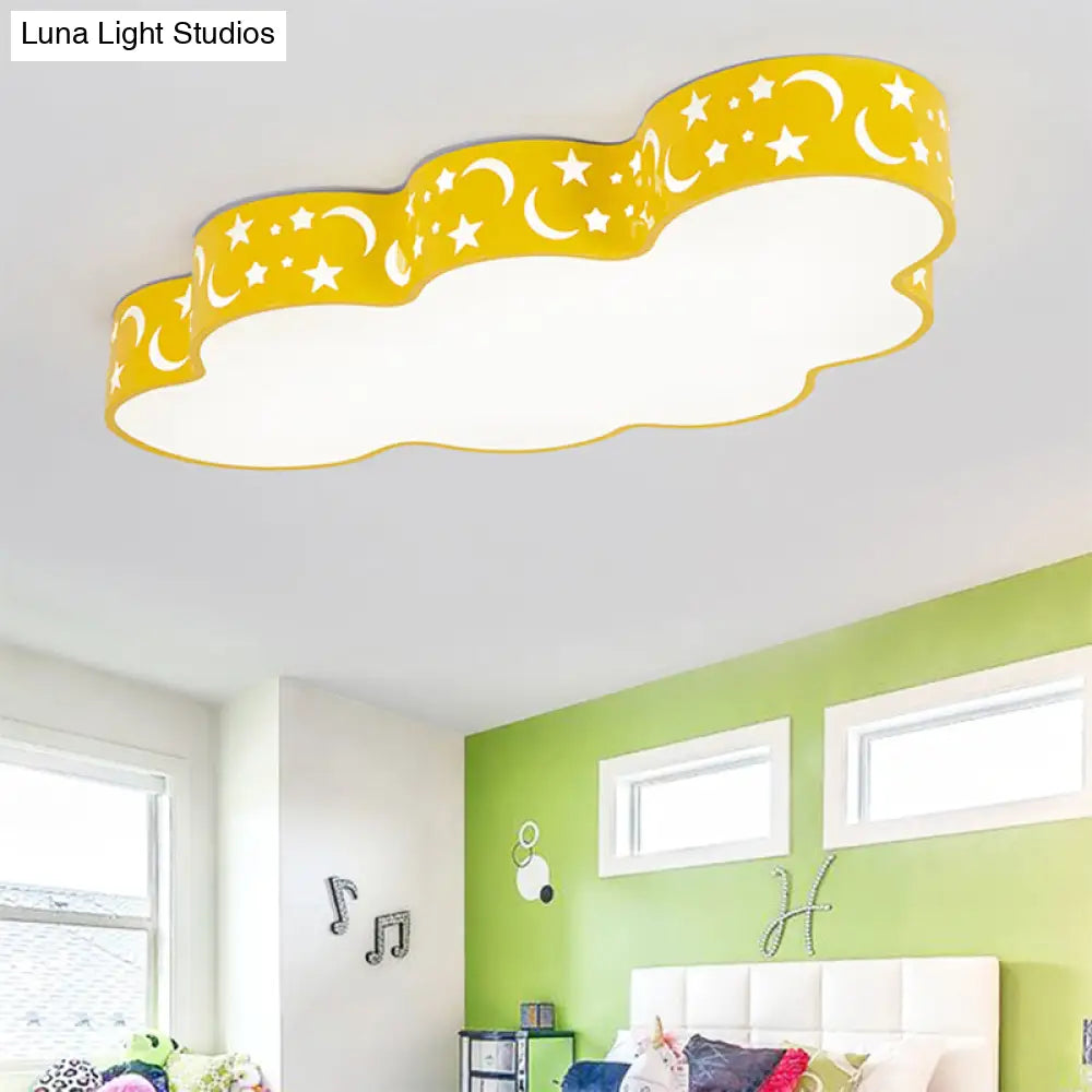 Starry Cloud Acrylic Kids Ceiling Lamp - Modern Flush Mount For Childs Bedroom Yellow / 19 Warm