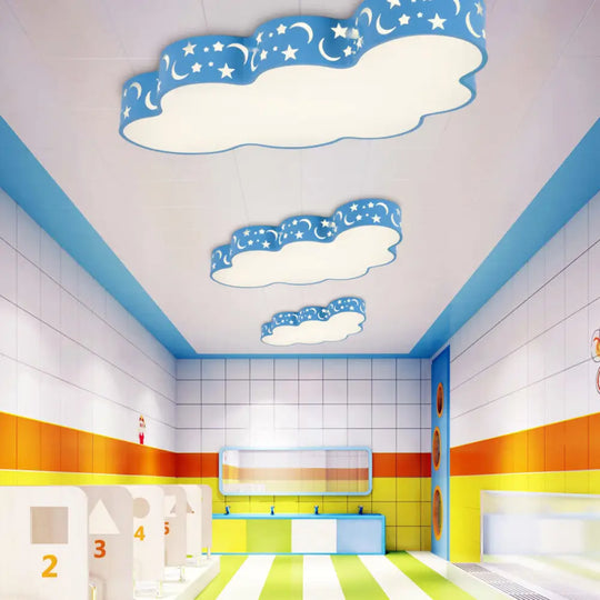 Starry Cloud Acrylic Kids Ceiling Lamp - Modern Flush Mount For Child’s Bedroom Blue / 19’ White