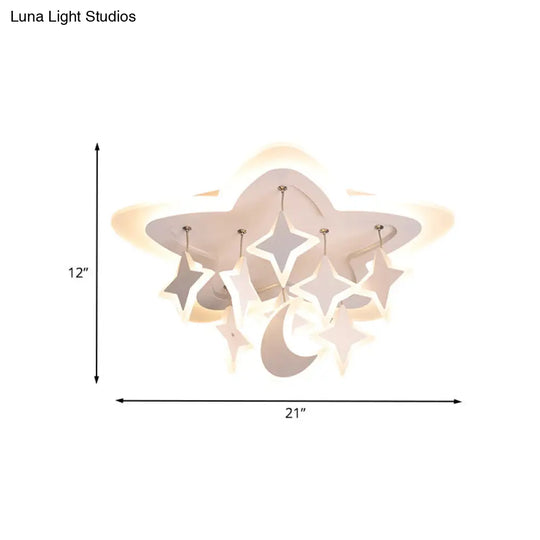 Starry Kids Room Led Ceiling Light With Acrylic Cartoon Design In Warm/White – Flush Mount Lamp