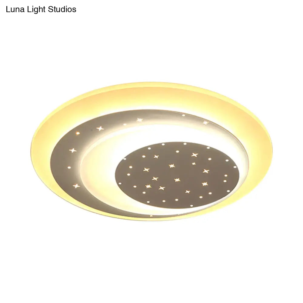 Starry Moon Night Ceiling Lighting: Modern Acrylic Led Flushmount Light (8/19.5) - Warm/White