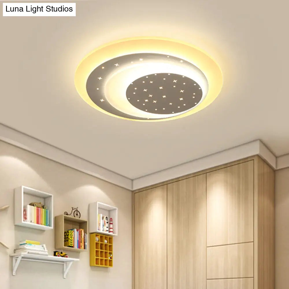 Starry Moon Night Ceiling Lighting: Modern Acrylic Led Flushmount Light (8/19.5) - Warm/White