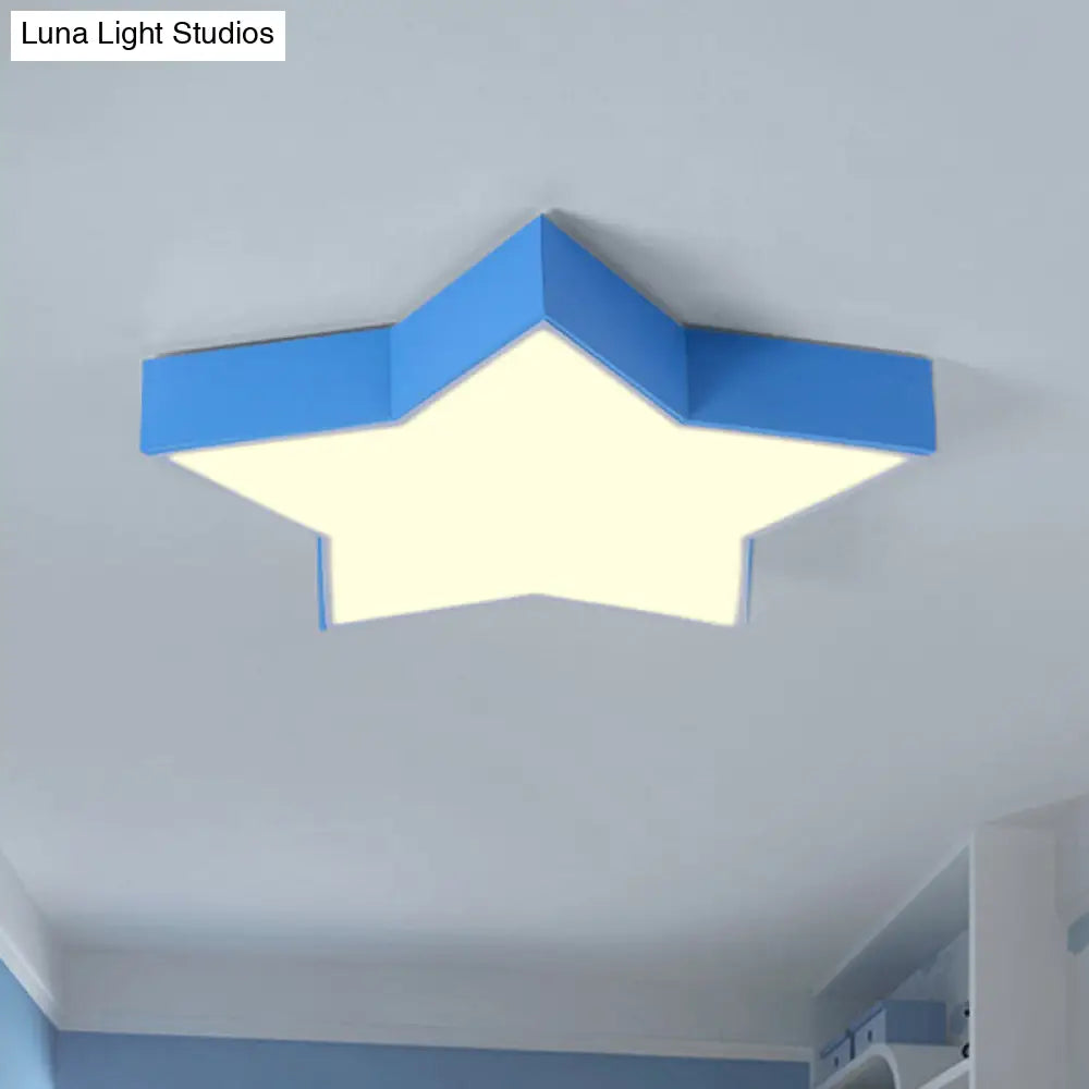 Starry Nights: Simplicity Led Flush Mount Light With Acrylic Finish For Kids Room Ceiling Blue / 18