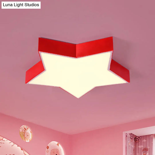 Starry Nights: Simplicity Led Flush Mount Light With Acrylic Finish For Kids Room Ceiling