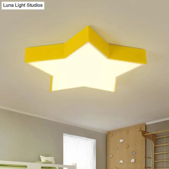 Starry Nights: Simplicity Led Flush Mount Light With Acrylic Finish For Kids Room Ceiling