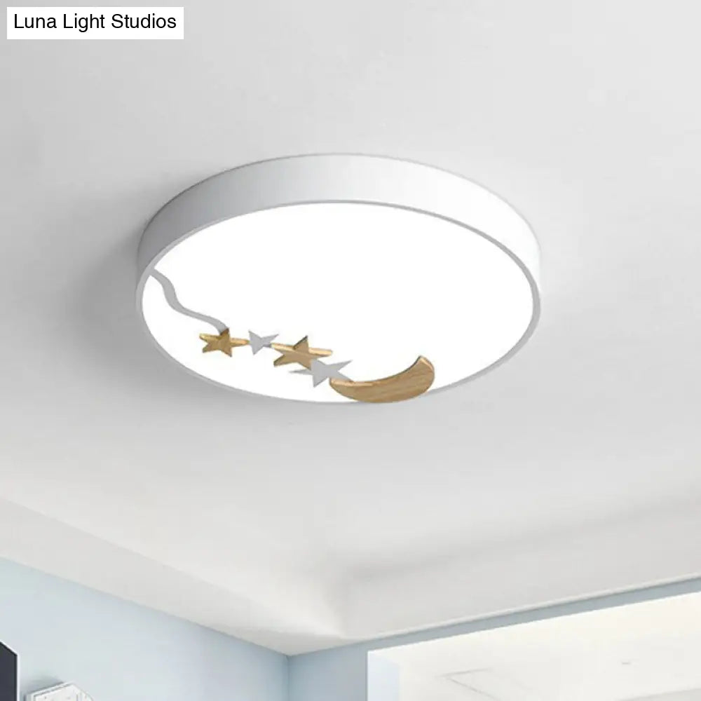 Starry Simplicity Circular Flush Ceiling Light With Led Acrylic Mount White / Small Natural