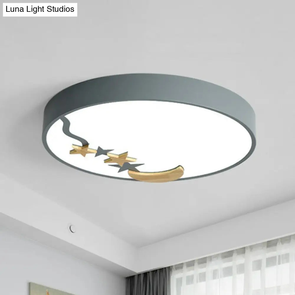 Starry Simplicity Circular Flush Ceiling Light With Led Acrylic Mount Grey / Small Warm