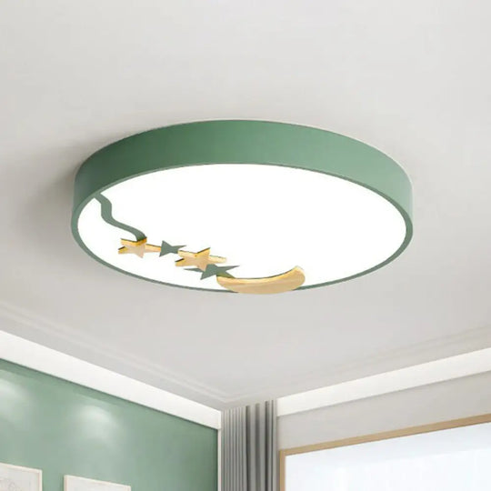 Starry Simplicity Circular Flush Ceiling Light With Led Acrylic Mount Green / Small Warm