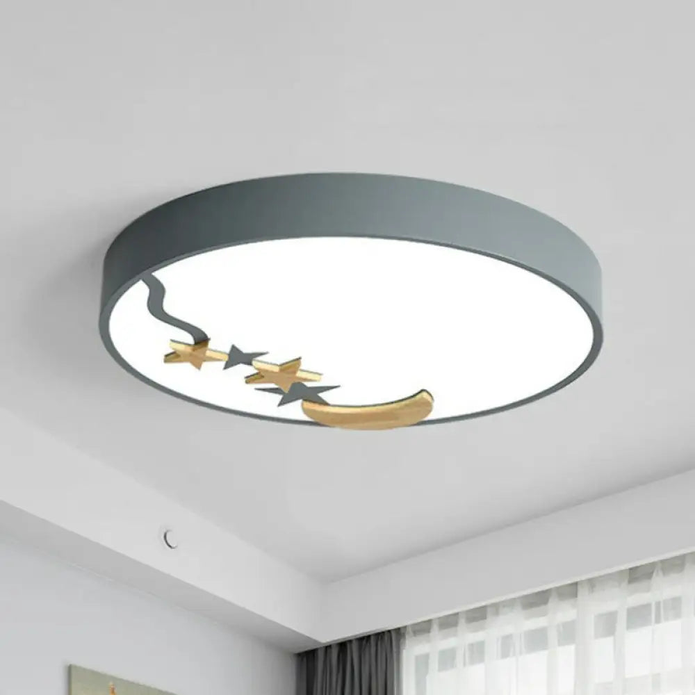 Starry Simplicity Circular Flush Ceiling Light With Led Acrylic Mount Grey / Small Warm