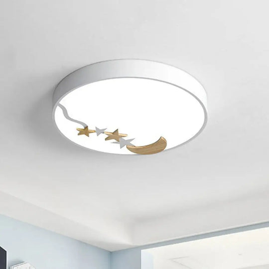 Starry Simplicity Circular Flush Ceiling Light With Led Acrylic Mount White / Small Natural