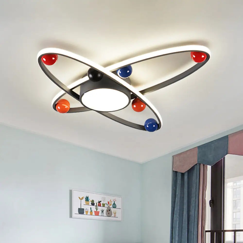 Starry Sky Led Flushmount Ceiling Light For Kids Bedroom - Nordic Grey Acrylic Lamp