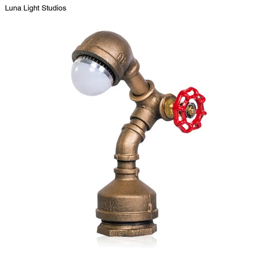 Steampunk Brass Robot-Shaped Metal Night Lamp With Pipe Design And Rotary Switch - Warm/White Light