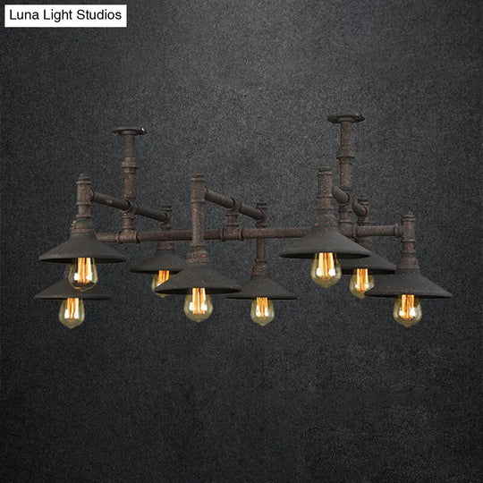 Steampunk Iron Chandelier With Saucer Shade - Black/Rust Finish 5/8/11 Bulbs Ideal For Living Room